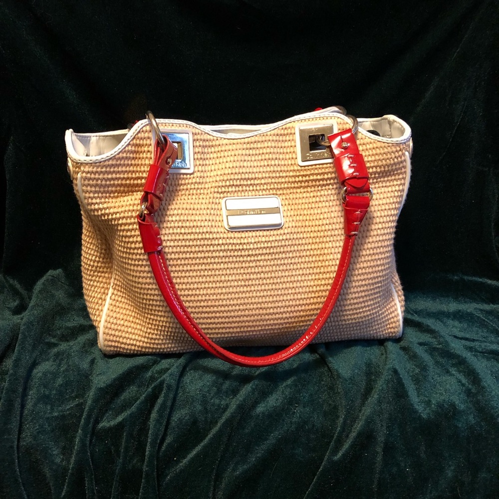 🔥FINAL PRICE🔥Calvin Klein Cream&Red Woven Bag